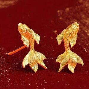 Gold Koi Fish Design Earrings